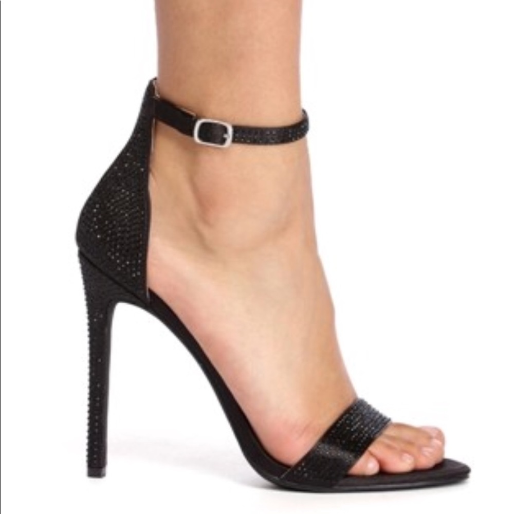 Heels stilettos with rhinestones